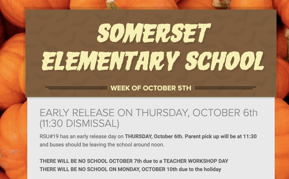 Somerset Elementary News, October 5, 2022
