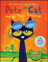 Mrs. Demchak reading Pete the Cat and His Magic Sunglasses